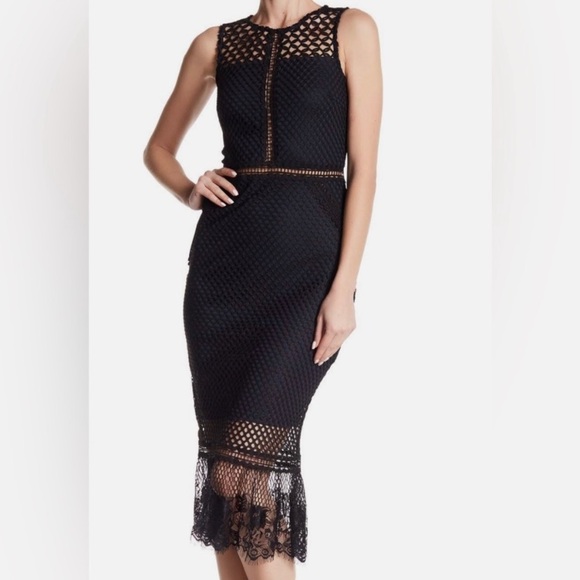 Romeo & Juliet Couture Crochet Lace Peekaboo Midi Dress - Picture 1 of 10